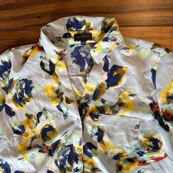The Limited Floral Dressy Sheer Button Up Blouse size Medium - Picture 2 of 3